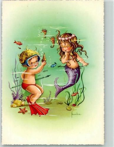 sign. Franke Mermaid Kind als Taucher