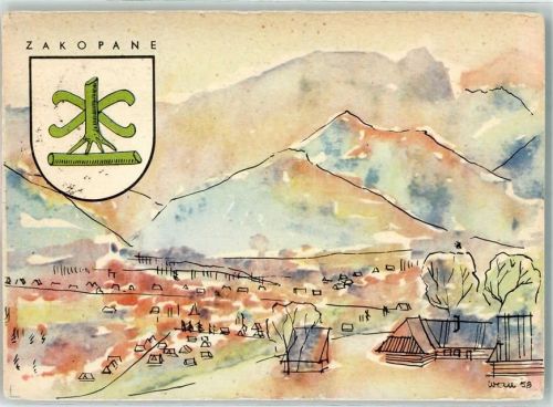 Zakopane 1959 sign. Wochna, A.B. Künstlerkarte
