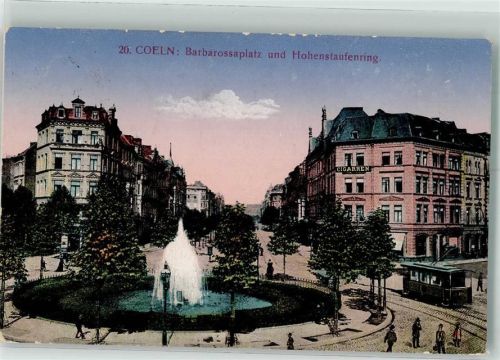 Köln Hohenzollernring 1917 Barbarossaplatz Straßenbahn Feldpost WK I