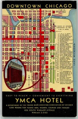 Chicago YMCA Hotel S.Wabash Avenue Vogelschau
