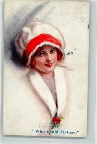 1913 Who could Refuse Frau mit Pelzmütze Verlag Carlton London Nr. 545