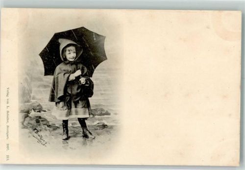 Stuttgart 1897 Verlag L. Schaller 1897 Nr. 213 sign. Hermann Brandseph Kind Regenschirm