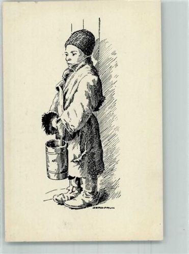 sign. Paul, Gerd Russisches Kind mit einem kleinen Eimer aus der Zeitung der 10. Armee WK I