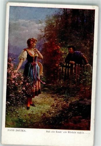 1917 Frau Sah ein Knab ein Röslein stehn Galerie Wiener Künstler Nr.629