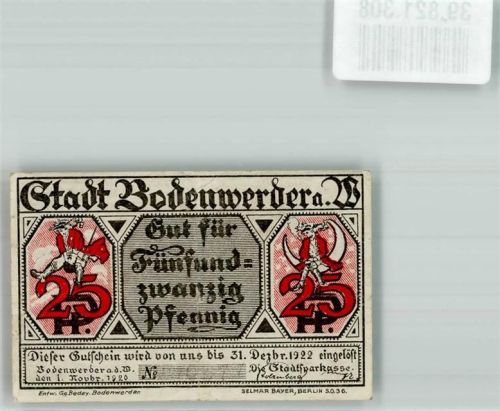 Bodenwerder 1922 Notgeld 25 Pfennig Münchhausen