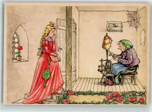 Frau Spindel Spinne Rosen