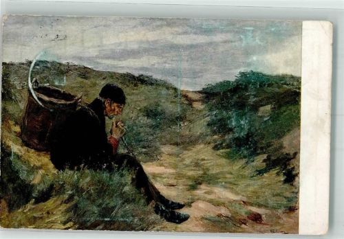 Leipzig 1915 Mann in den Dünen Museum der Bildenden Künste Verlag E.A. Seemann Nr. 114