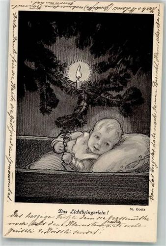 Nr. 246 sign. Goetz, M. Das Lichtbringerlein Baby Tannenzweig Henke Zürich
