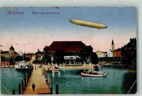 Konstanz 1918 Raddampfer Motorschiff Hafen Feldpost WK I