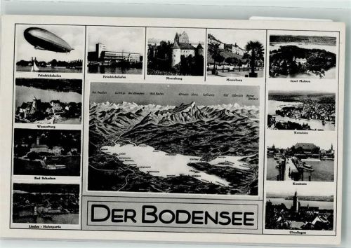 W8990 Lindau Bodensee Vogelschau Städte Zeppelin