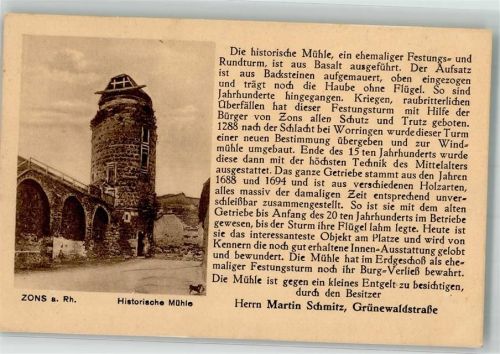 Zons historische Mühle Chronik