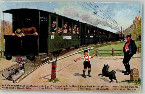 Humor Schwäbische Eisenbahn Serie 1 Ziegenboch Hund Kinder Spruch Tracht