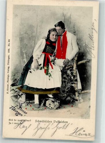 1906 Schwäbisches Volksleben Liebespaar Verlag P. Sinner Tübingen