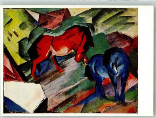 sign. Marc Franz Rotes und blaues Pferd Verlag Bruckmann Nr.425