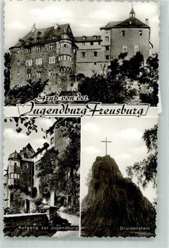 57548 W5242 Freusburg Foto AK Aufgang zur Jugendburg Freusburg Druidenstein
