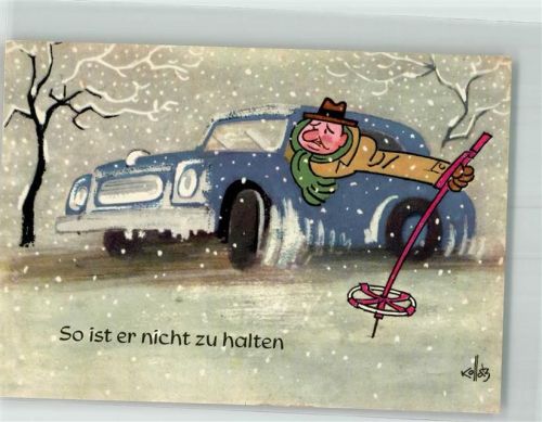 München Mann maövriert sein Auto mit Skistock durch den Winter Schwabinger Opel-Automobilhaus Herrmann