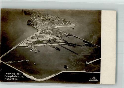 Helgoland Fliegeraufnahme mit Kriegshafen und Flugstation