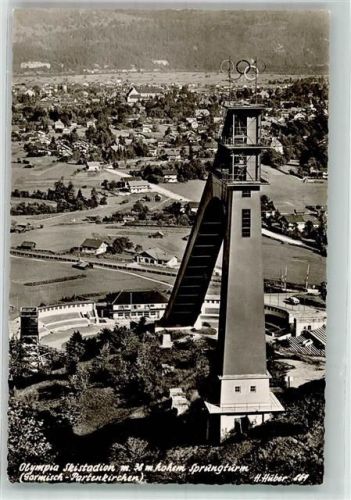 Garmisch-Partenkirchen 1957 Skistadion Sprungturm Huber Karte Nr. 869