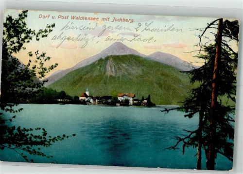 Walchensee mit St. Jakob Kirche und Jochberg Verlag Zieher, Ottmar 100 Hüttenstempel Hotel zur Post