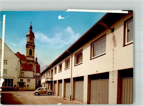 Uffenheim Hotel Grüner Baum VW Käfer Ort handschriftlich Foto Original aus Archiv eines Ansichtskartenverlags