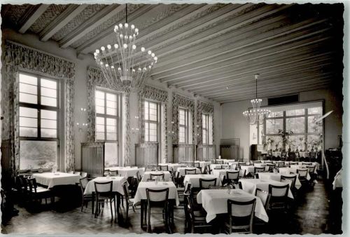 Kirchhellen Gasthaus Forsthaus Specht Gastraum Kronleuchter Ort handschriftlich Foto Original aus Archiv eines Ansichtskartenverlags