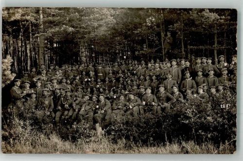 München 1909 Eine große Gruppe Landser in Uniform im Wald Ort lt. Fotograf Müller