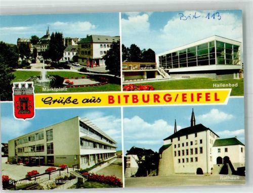 Bitburg Wappen Rathaus Schwimmbad marktplatz Gymnasium