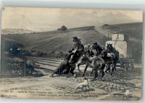 1919 sign. Brunet-Houard Pierre Auguste Eisenbahn Frau Hund Spa 666