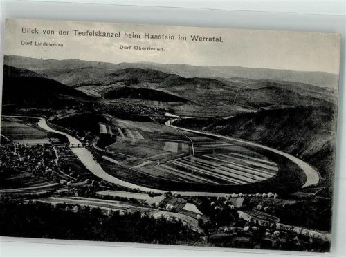 Gerbershausen 1915 Teufelskanzel mit dem Werratal Lindewerra und Oberrieden Fotograf Oscar Tellgmann Feldpost WK I Eschwege