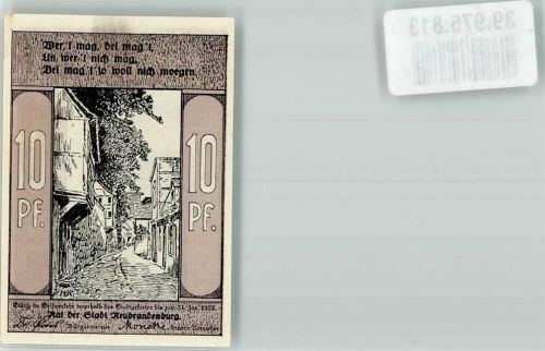 Neubrandenburg 1922 Einlösung Stadtkasse 10 Pfennig Reutergeld