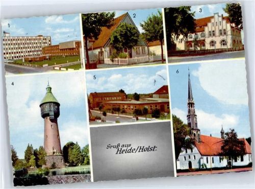 Heide Fernmeldeamt, Geburtshaus Klaus Groth, Internat 3 der KFZ-Meisterschule, Wasserturm, KFZ-MEisterschule