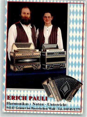 Grainet Portrait der Harmonikaspieler Erich und Raimund Pauli Informationskarte