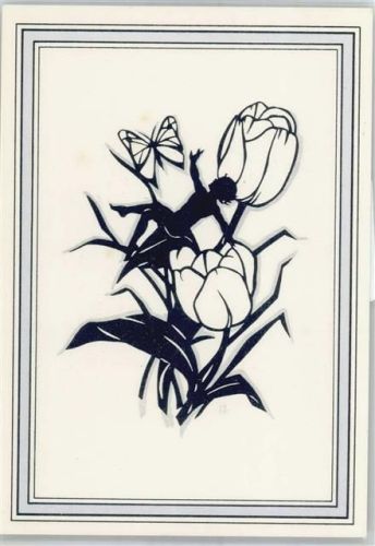 BlumeTulpen Schmetterling Scherenschnitt