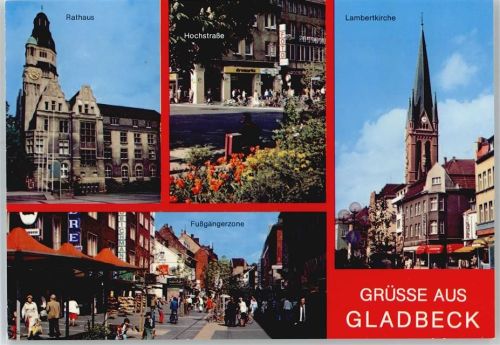 W4390 Gladbeck Lambertikirche Rathaus Foto Geschäft Kirche Foto AK