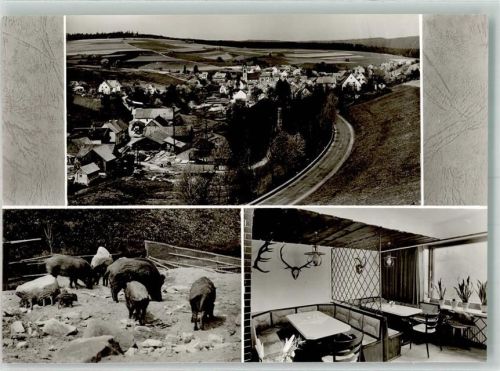 Oberndorf Panoramabild des Ortes Gasthaus Raststätte Superstübchen Wildschweine