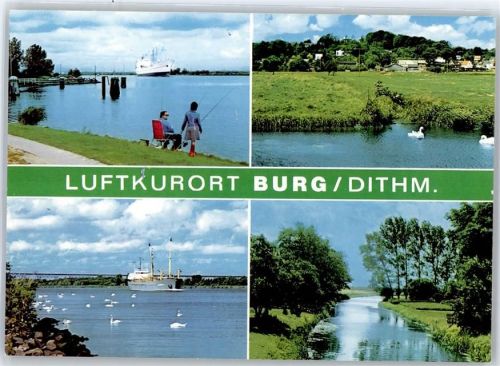 25712 W2224 Burg (Dithmarschen) - Angler, Schiff, Kanalpartie, Teilansicht