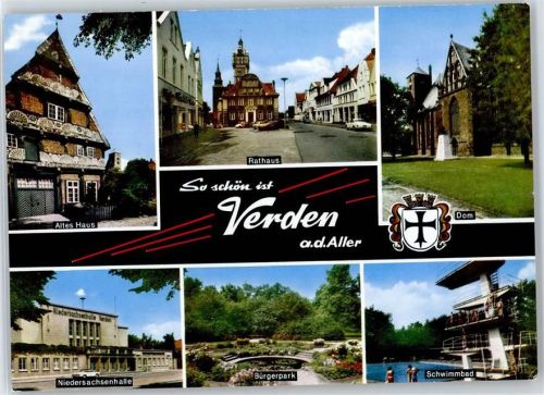 Verden Rathaus, Dom, Wappen, Niedersachsenhalle, Altes Haus, Bürgerpark, Schwimmbad