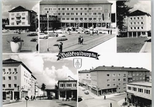 Waldkraiburg Bahnhof, Apotheke, Sparkasse, Ortsansicht
