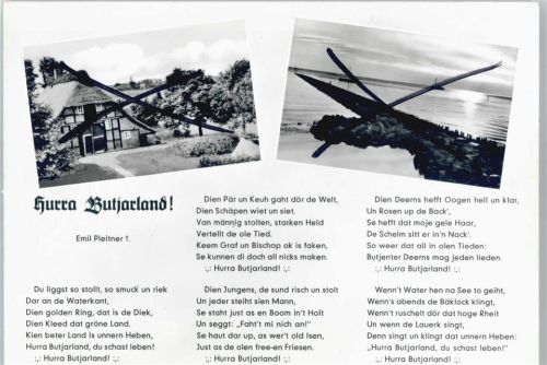 26969 W2890 Burhave , Kr Wesermarsch - Teilansichten, Liederkarte Hurra Butjarland