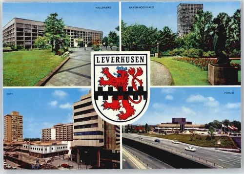 Leverkusen Schwimmbad Hallenbad, Bayer-Hochhaus, City, Wappen, Forum