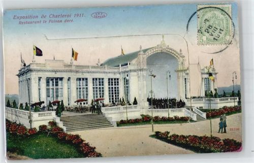 Charleroi Gebrauchsspuren Leporello,Restaurant le Faisan dore, Exposition 1911