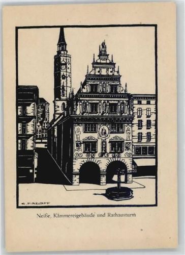03159 O7571 Neiße-Malxetal - Künstlerkarte, Kämmereigebäude, Rathausturm