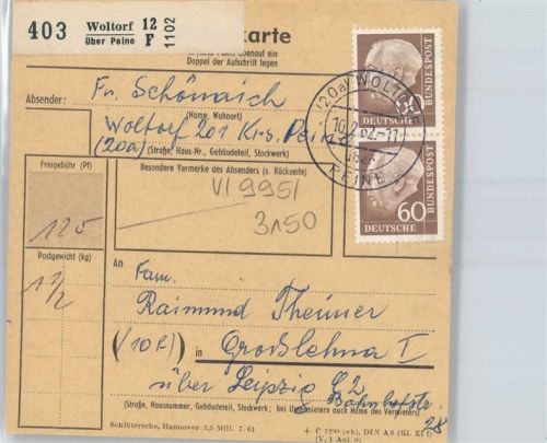 Woltorf Paketkarte , Landpost