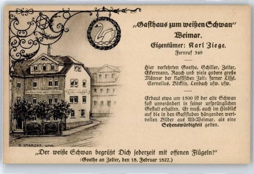 Weimar Künstlerkarte, Gasthaus Zum weißen Schwan