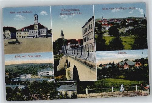 Königsbrück Marktplatz, Rathaus, Historische Brücke, Blick vom Scheibigen Berge, Blick aufs Neue Lager, Käbnitz