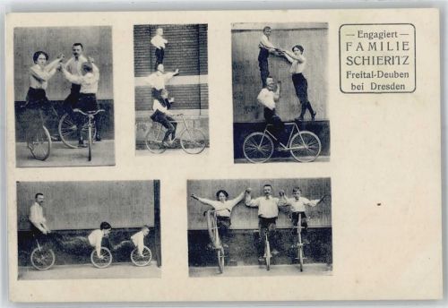 Freital Werbe-Karte Fahrradkünstler Familie Schieritz