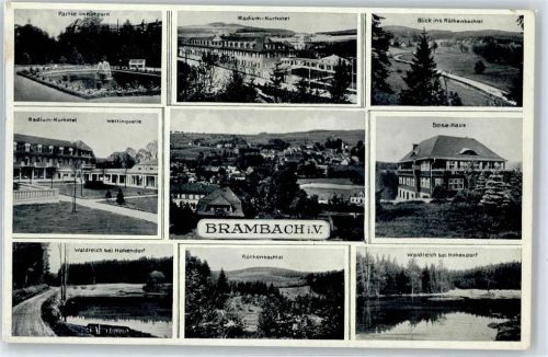 Bad Brambach Kurpark, Radium-Kurhotel, Röthenbachtal, Bose-Haus, Wettinquelle, Waldteich bei Hohendorf
