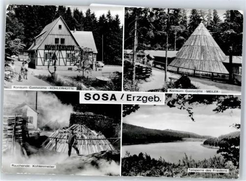 Sosa Gaststätte Köhlerhütte, Kohlen-Meiler, Talsperre des Friedens