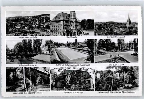 58706 W5750 Menden (Sauerland) - Rathaus Schwimmbad Hönnebrücke Jugendherberge