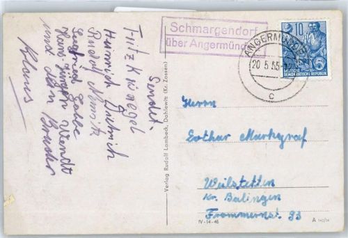 Schmargendorf Landpoststempel, Uferpromenade in Altenhof Schorfheide